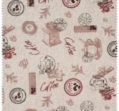 New VBS Marktplatz Motiv-Stoff Leinenoptik "Coffee"