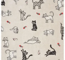Sale VBS Marktplatz Motiv-Stoff Leinenoptik "Katzen"