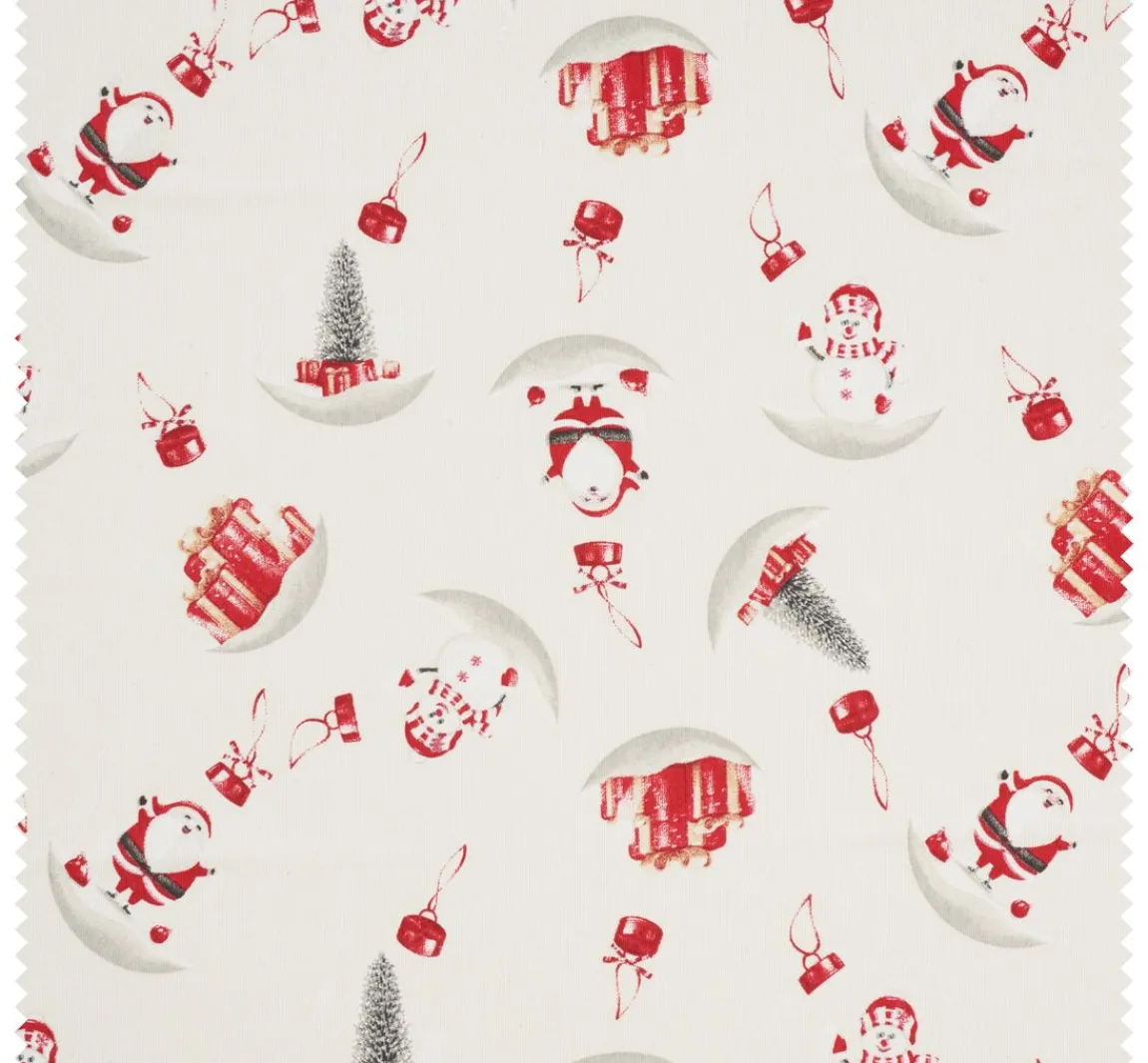 Clearance VBS Marktplatz Motiv-Stoff Leinenoptik mit Golddruck "Snowman and Santa"