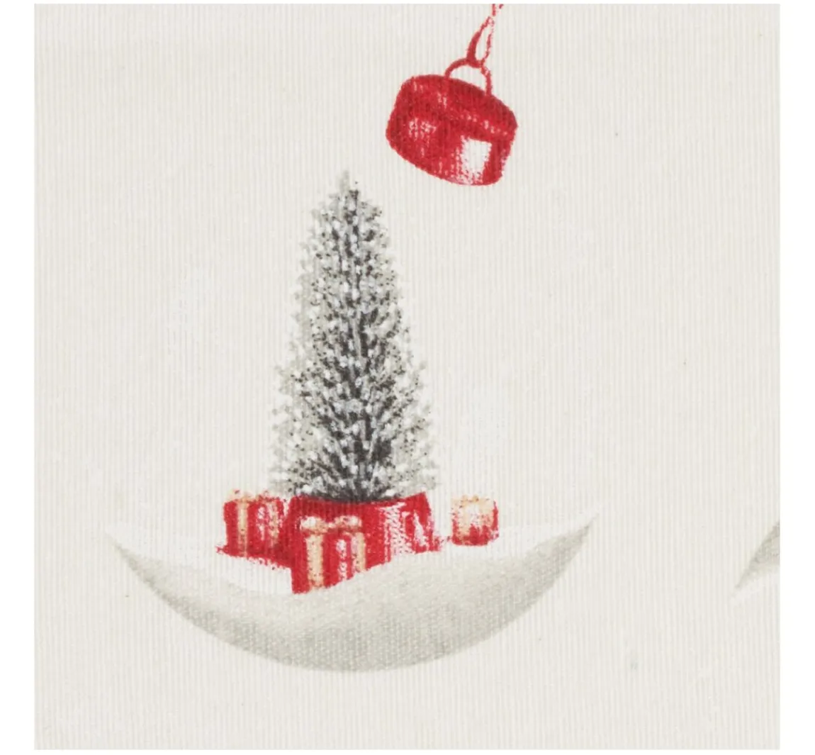 Clearance VBS Marktplatz Motiv-Stoff Leinenoptik mit Golddruck "Snowman and Santa"