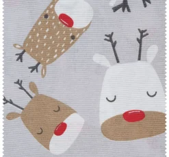 Clearance VBS Marktplatz Motiv-Stoff Leinenoptik "Red Nose Rudi"