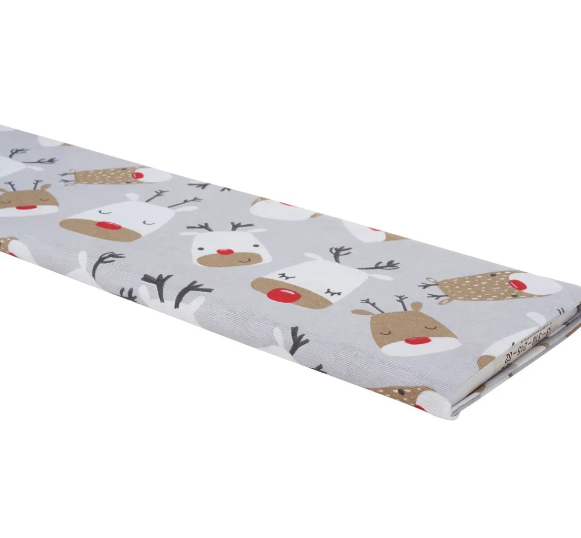 Clearance VBS Marktplatz Motiv-Stoff Leinenoptik "Red Nose Rudi"