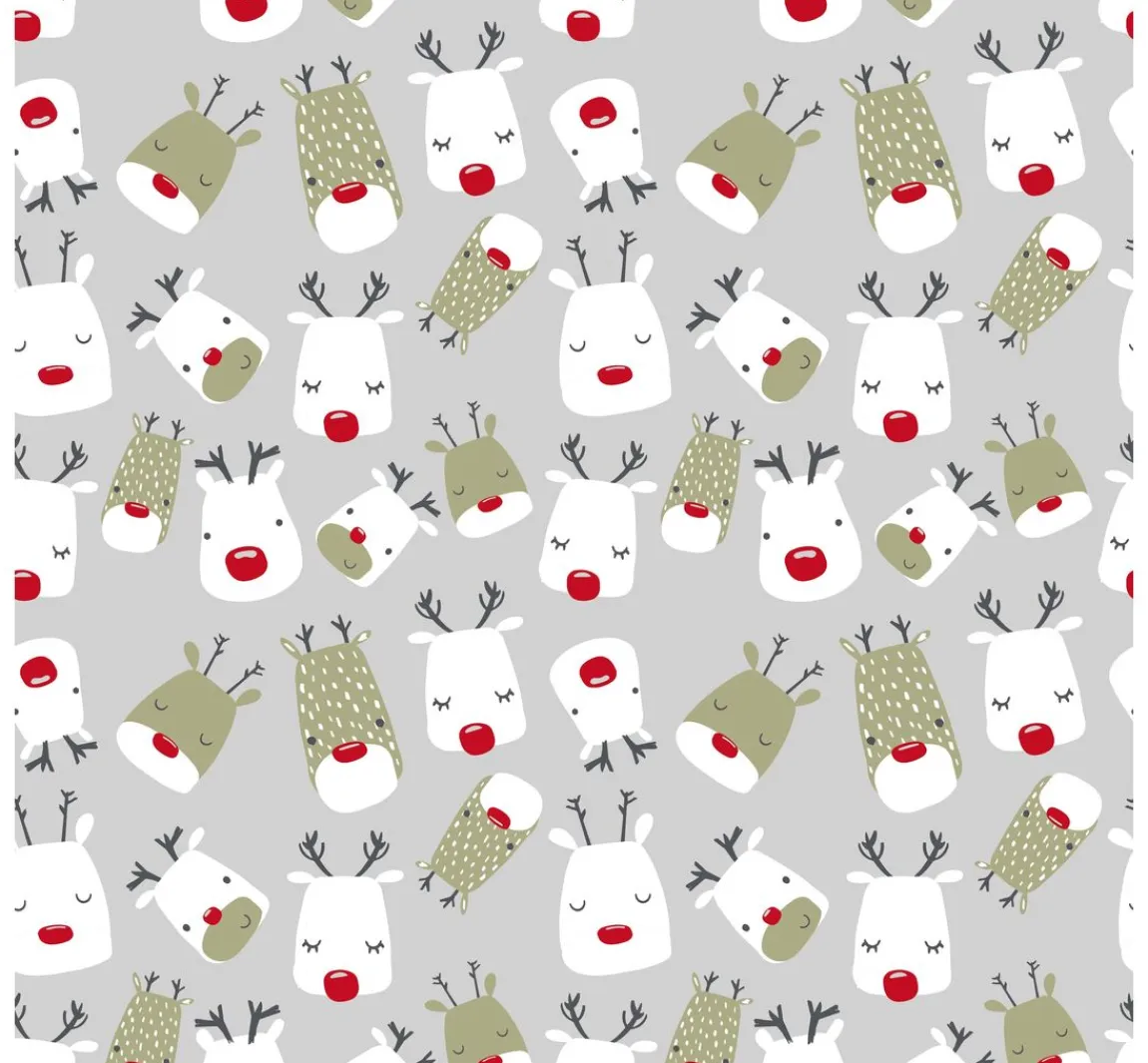 Clearance VBS Marktplatz Motiv-Stoff Leinenoptik "Red Nose Rudi"