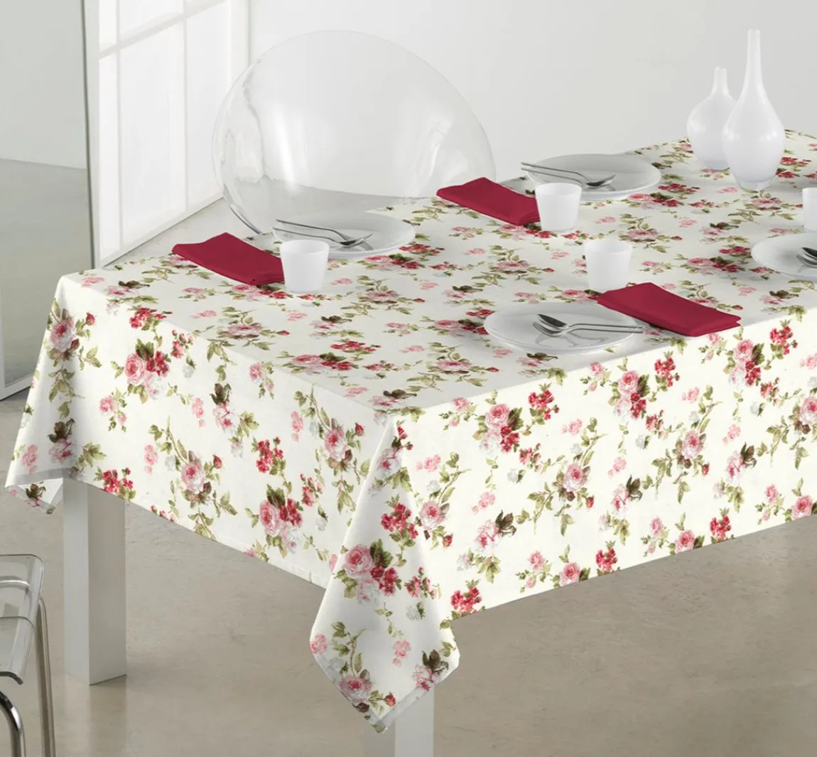 Discount VBS Marktplatz Motiv-Stoff Leinenoptik "Rosen"