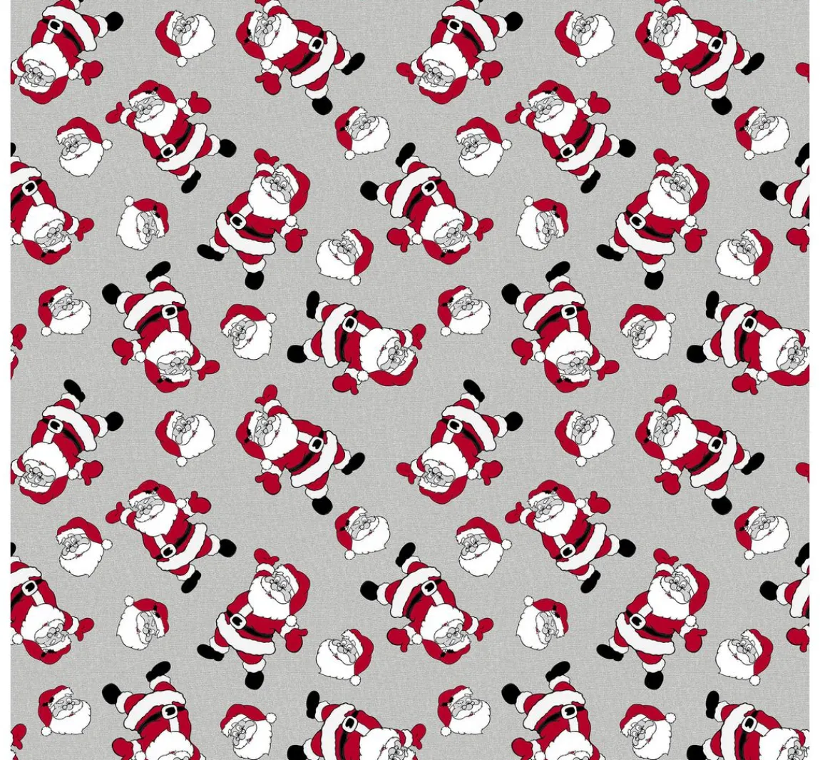 New VBS Marktplatz Motiv-Stoff Leinenoptik "Santa"