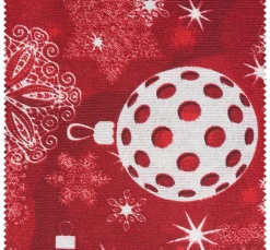 VBS Marktplatz Motiv-Stoff Leinenoptik "Weihnachtskugeln-Rot"