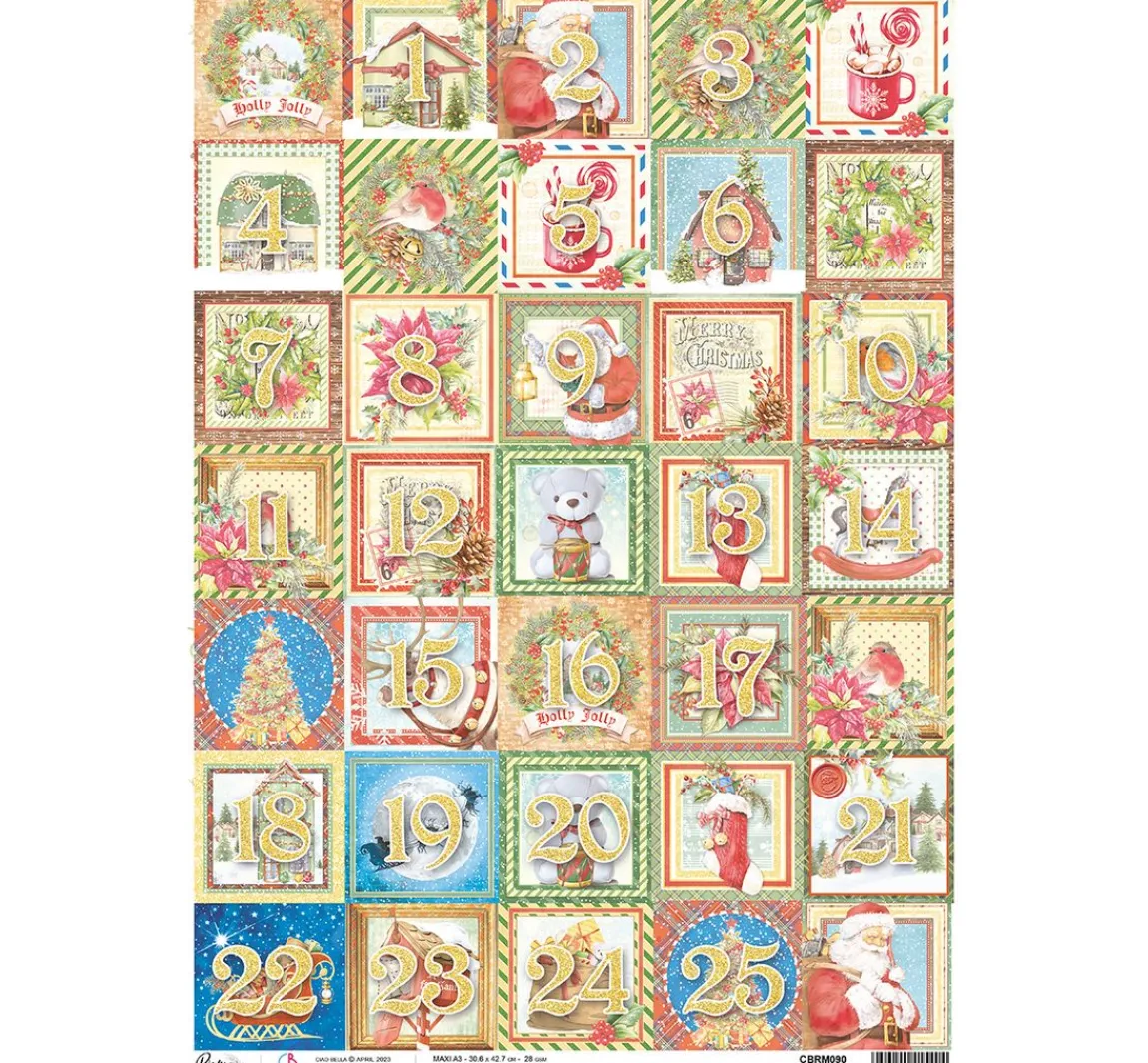 Sale Ciao Bella Motiv-Strohseide "Adventskalenderzahlen"