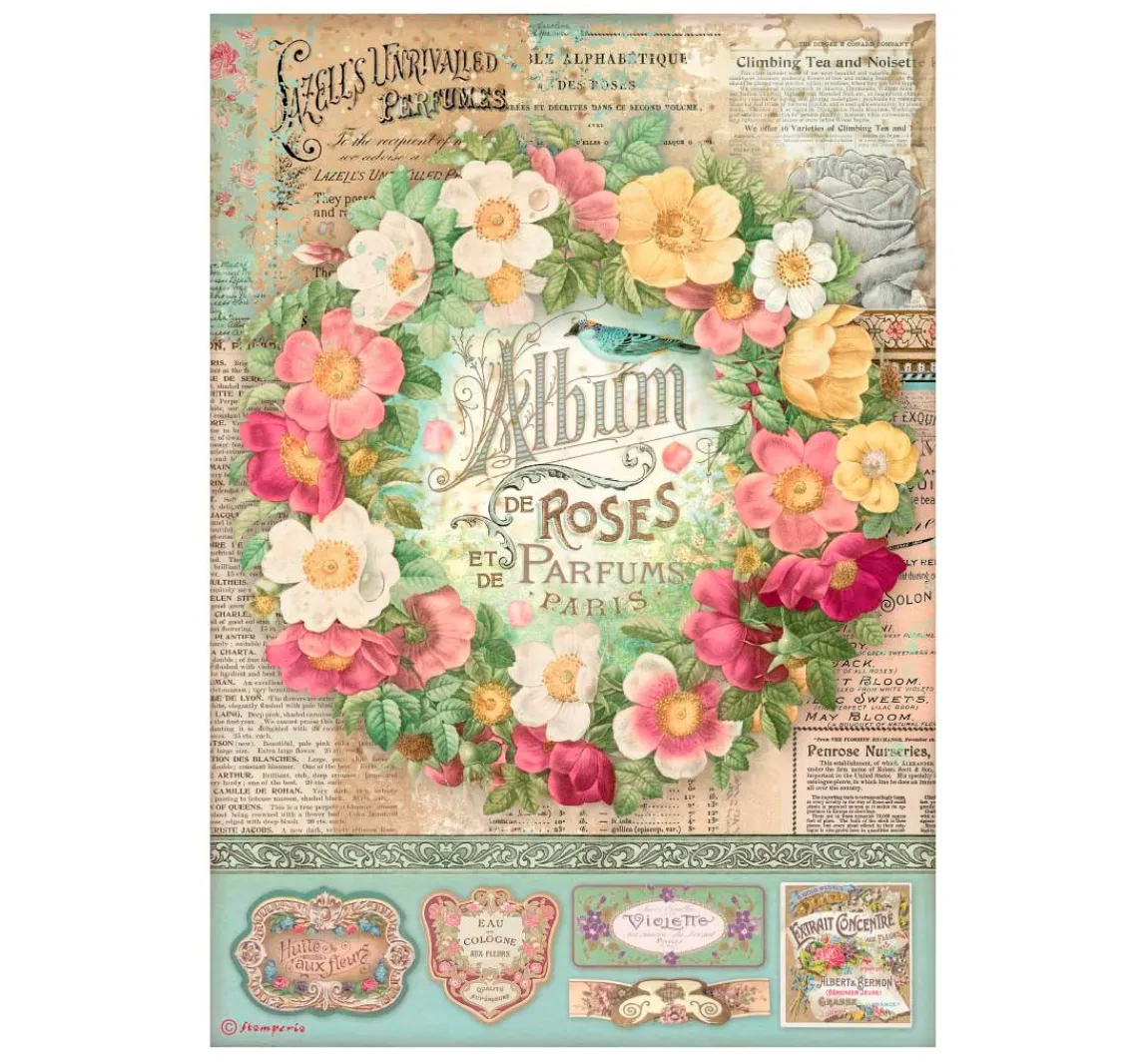 Best Stamperia Motiv-Strohseide "Album of Roses"