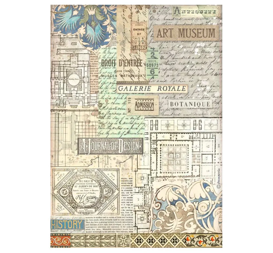 Sale Stamperia Motiv-Strohseide "Art of Travelling"