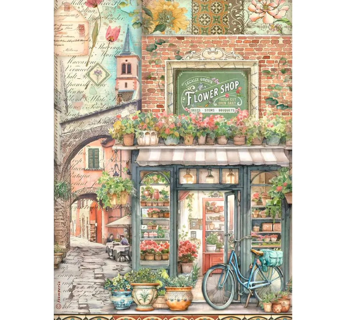 Sale Stamperia Motiv-Strohseide "Art of Travelling"