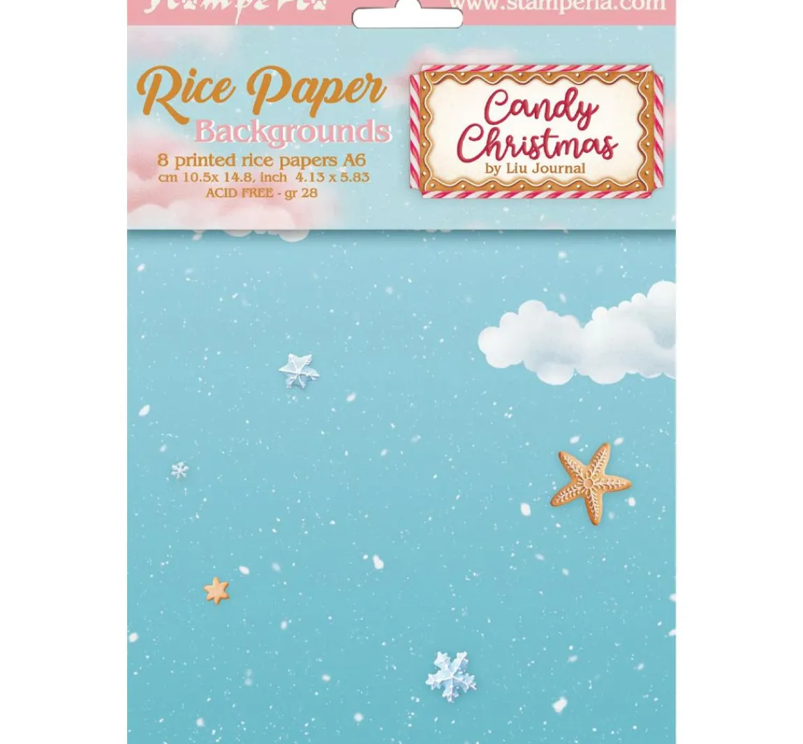 Discount Stamperia Motiv-Strohseide Backgrounds "Candy Christmas"