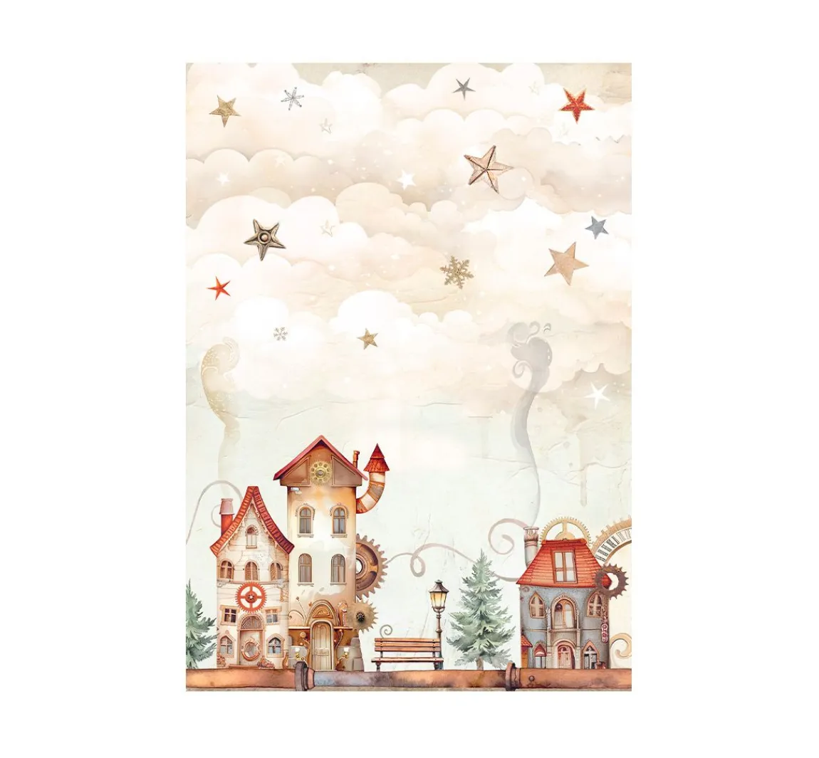 Hot Stamperia Motiv-Strohseide Backgrounds "Gear up for Christmas"