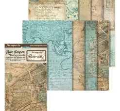 New Stamperia Motiv-Strohseide Backgrounds "Around the World", 8er-Set