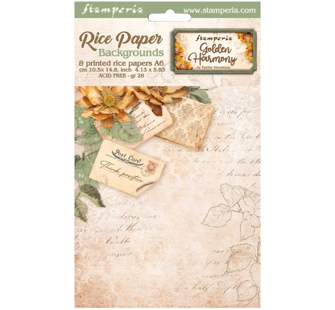 Clearance Stamperia Motiv-Strohseide Backgrounds "Golden Harmony"
