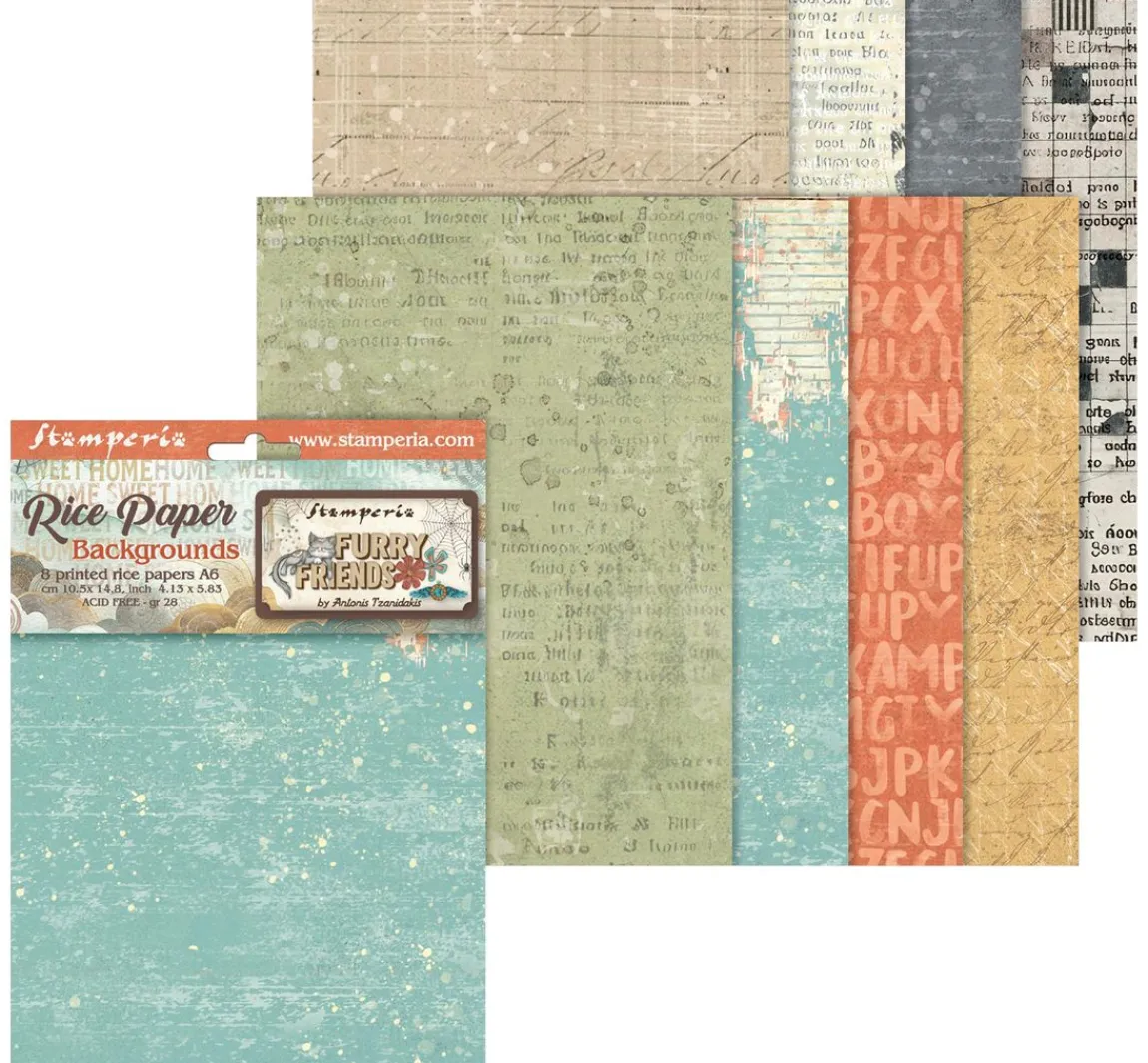 Clearance Stamperia Motiv-Strohseide Backgrounds "Furrry Friends"