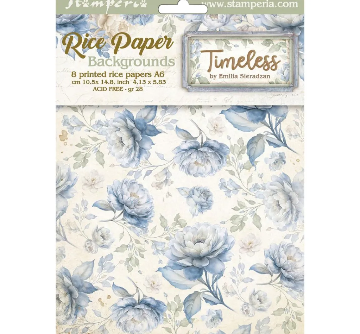 Hot Stamperia Motiv-Strohseide Backgrounds "Timeless", DIN A6, 8er Set