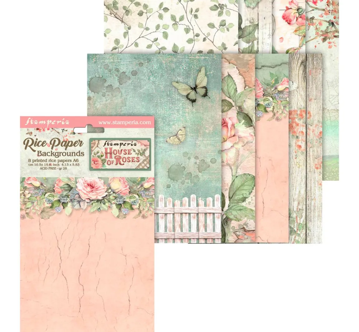 Best Stamperia Motiv-Strohseide Backgrounds "House of Roses"
