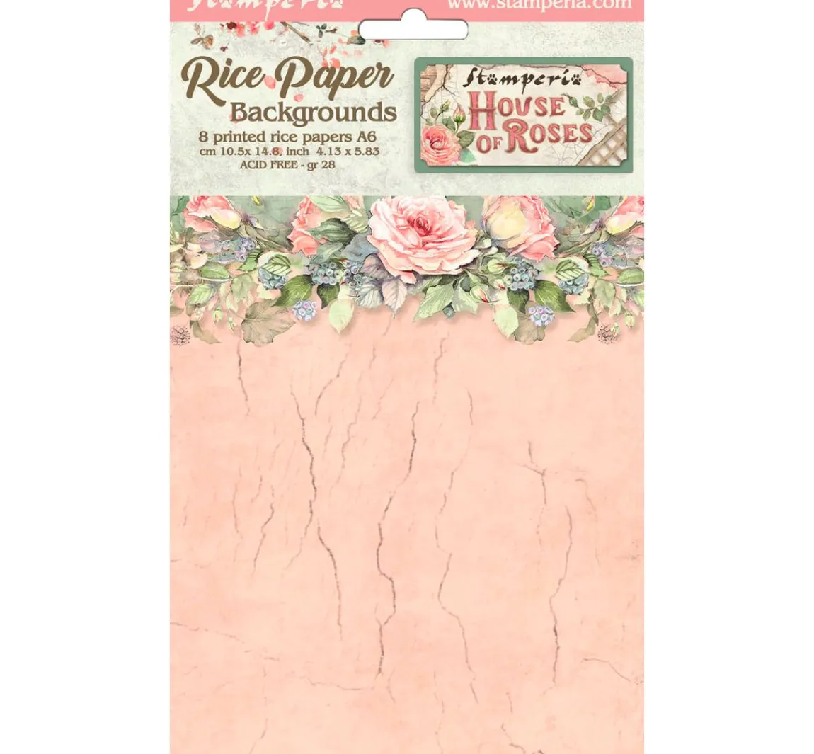 Best Stamperia Motiv-Strohseide Backgrounds "House of Roses"