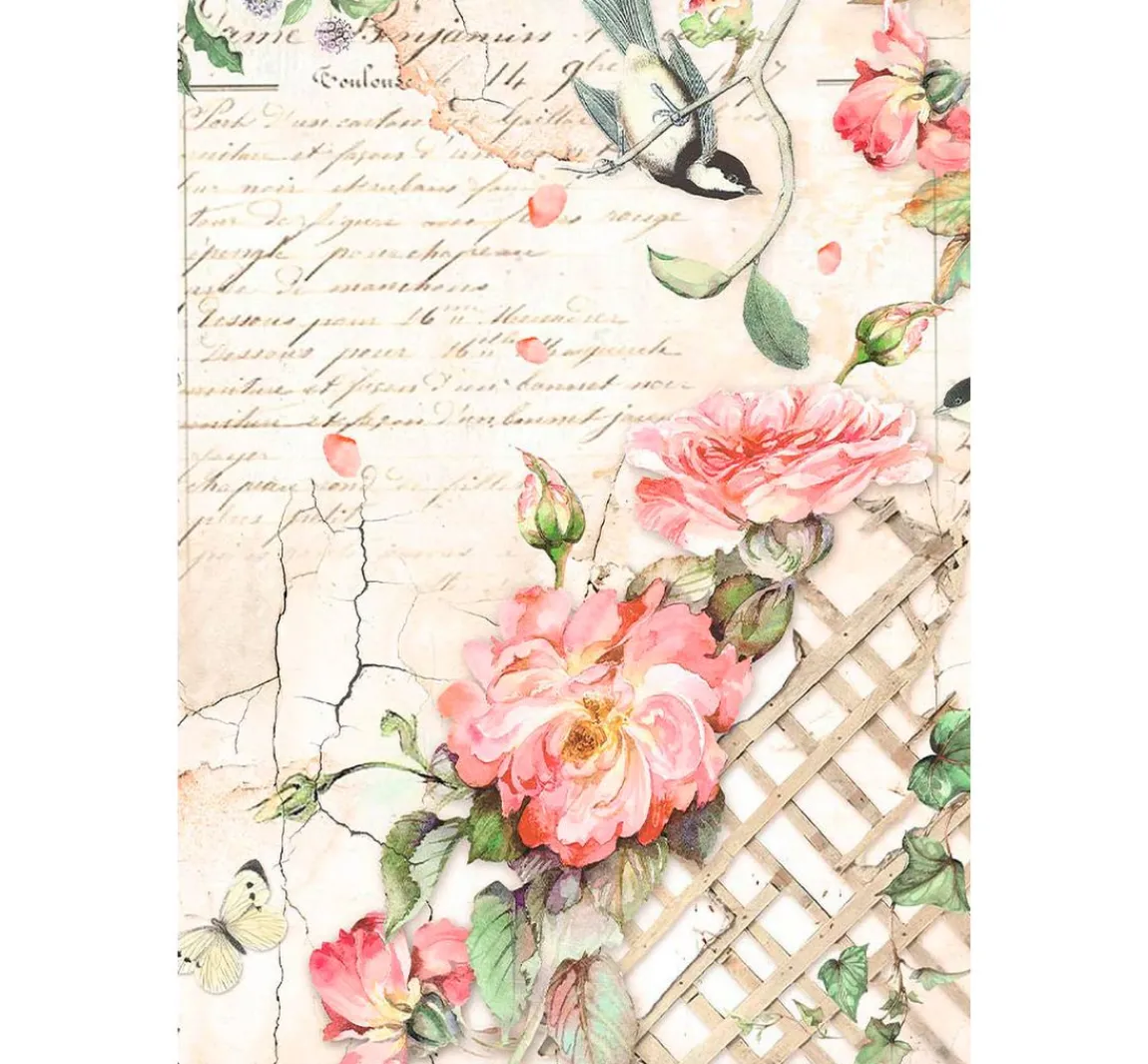 Best Stamperia Motiv-Strohseide Backgrounds "House of Roses"