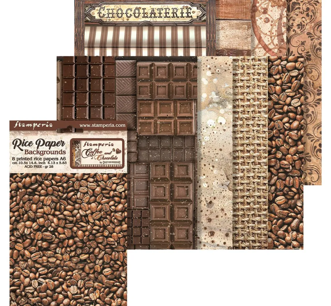 Outlet Stamperia Motiv-Strohseide Backgrounds "Coffee and Chocolate"