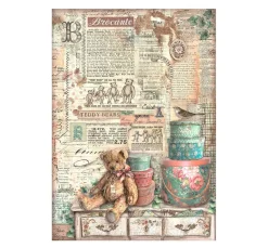 Stamperia Motiv-Strohseide "Brocante Antiques - Teddy"