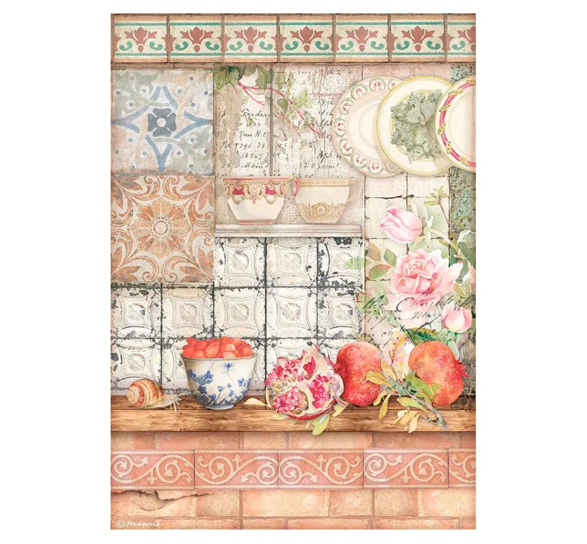 Outlet Stamperia Motiv-Strohseide "Casa Granada"