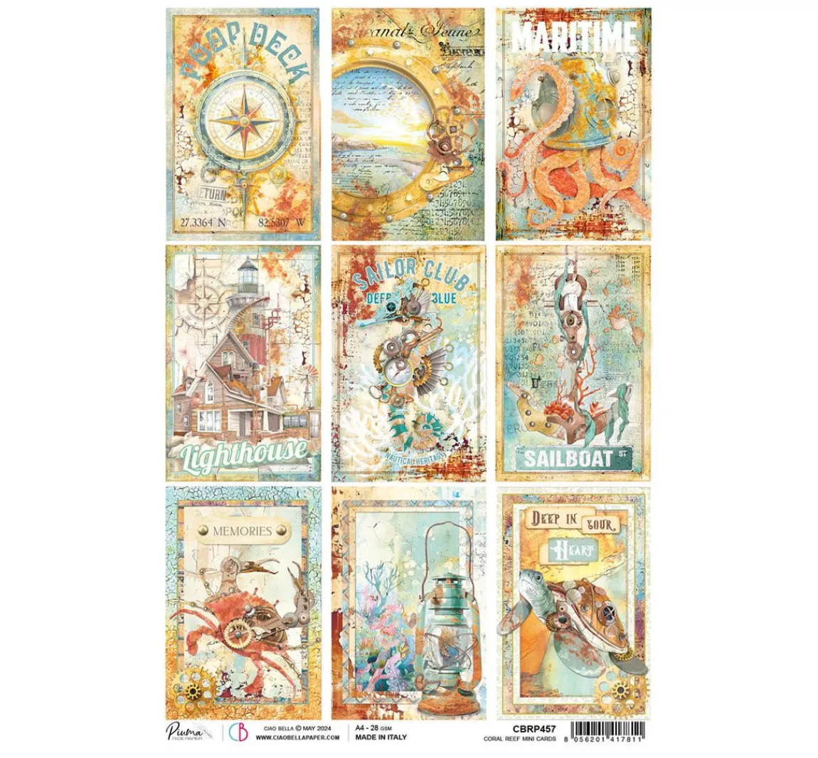Sale Ciao Bella Motiv-Strohseide "Coral Reef - Mini Cards"