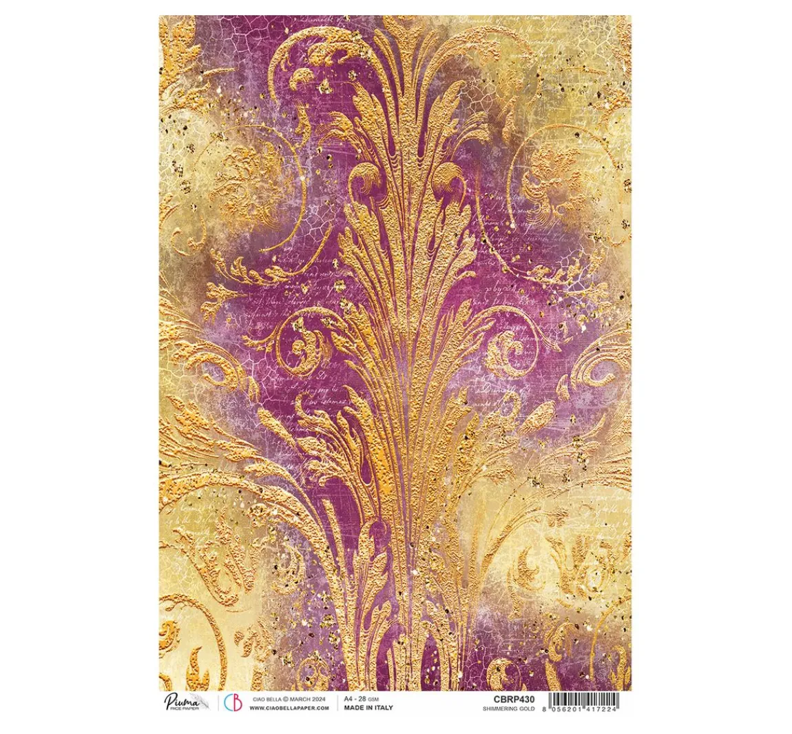 New Ciao Bella Motiv-Strohseide "Ethereal -Schillerndes Gold"