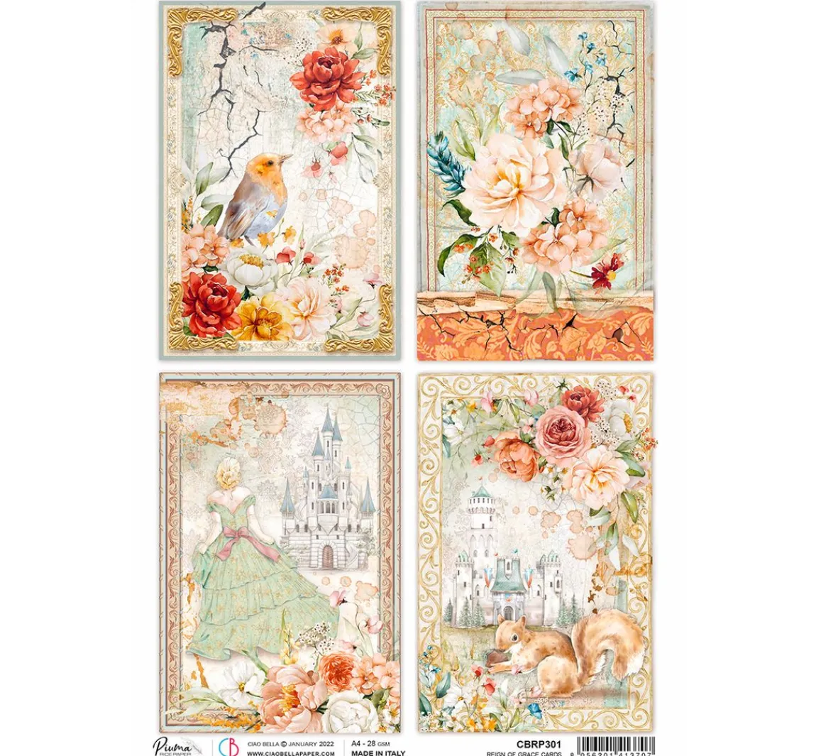 Hot Ciao Bella Motiv-Strohseide "Fairy Postcards"
