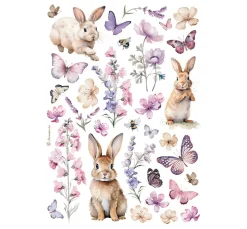 Sale Stamperia Motiv-Strohseide "Hasen und Schmetterlinge"