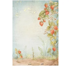 Online Stamperia Motiv-Strohseide "Hidden Grove - Strawberries"