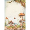 Clearance Stamperia Motiv-Strohseide "Hidden Grove - Mushroom Houses"