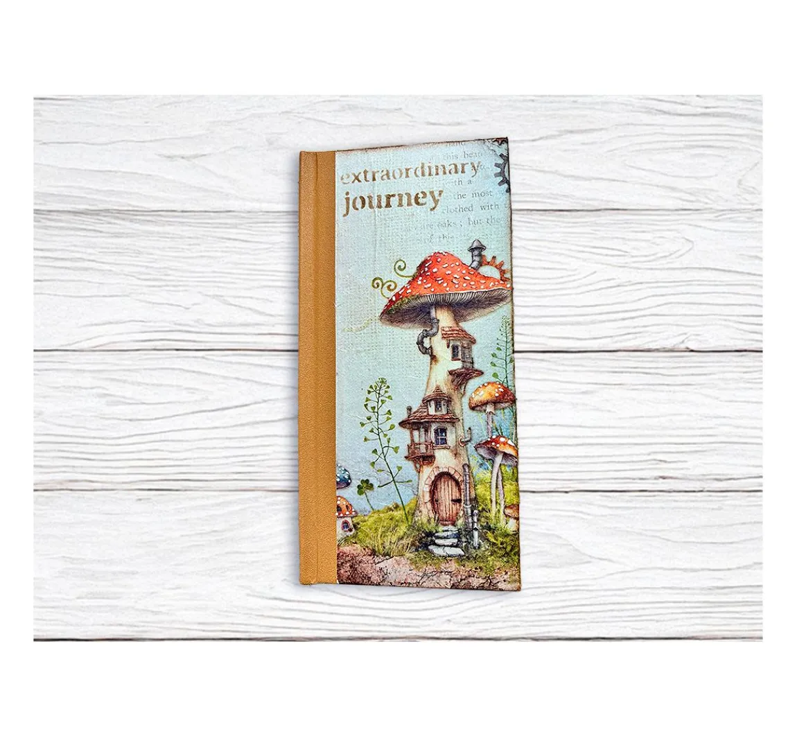 Clearance Stamperia Motiv-Strohseide "Hidden Grove - Mushroom Houses"