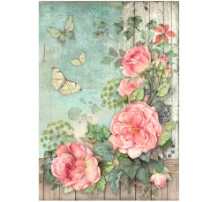 Discount Stamperia Motiv-Strohseide "House of Roses - Flower Corner"
