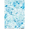 Clearance Ciao Bella Motiv-Strohseide "Indigo Scripts"