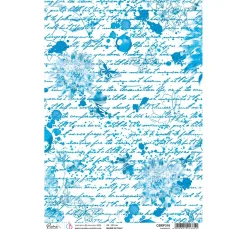 Clearance Ciao Bella Motiv-Strohseide "Indigo Scripts"