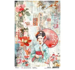 New Ciao Bella Motiv-Strohseide "Land of the Rising Sun - Geisha"