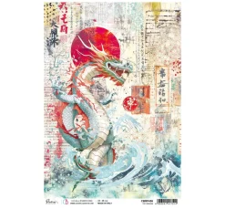 New Ciao Bella Motiv-Strohseide "Land of the Rising Sun - Drache"