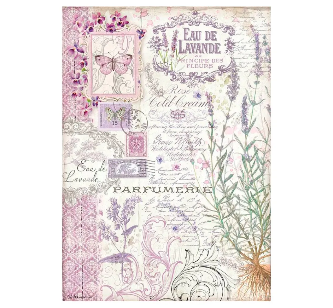Sale Stamperia Motiv-Strohseide "Lavendelduft"