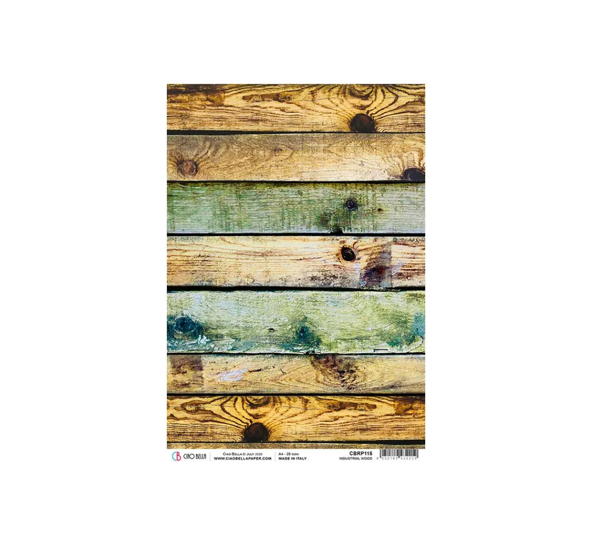 Discount Ciao Bella Motiv-Strohseide Modern Times "Industrial Wood", ca. 30 x 21,5 cm