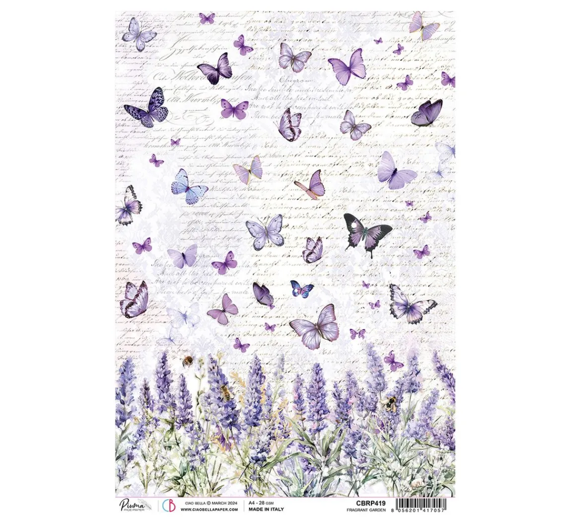 Online Ciao Bella Motiv-Strohseide "Morning Provence - Lavendel und Schmetterlinge"