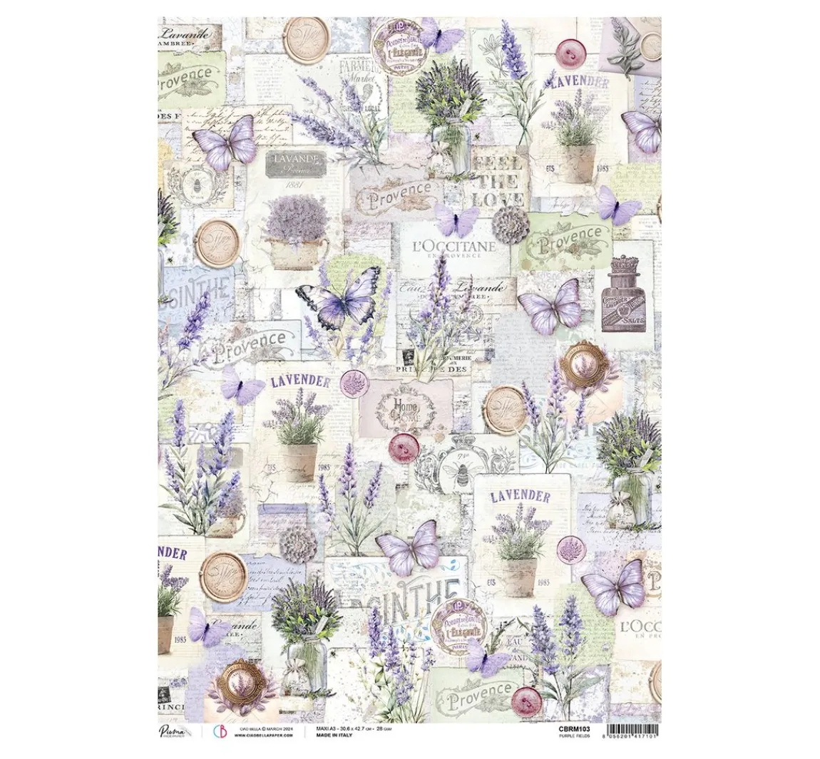 Online Ciao Bella Motiv-Strohseide "Morning Provence - Purple Fields"