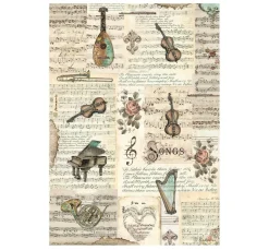 Discount Stamperia Motiv-Strohseide "Music - Instruments"