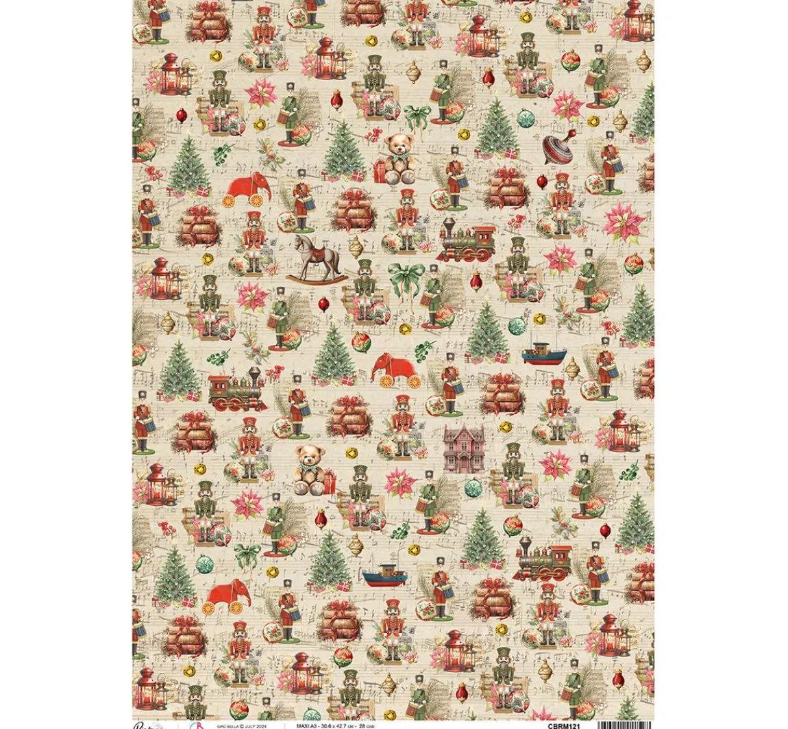 Sale Ciao Bella Motiv-Strohseide "Nutcracker - Vintage Toy"