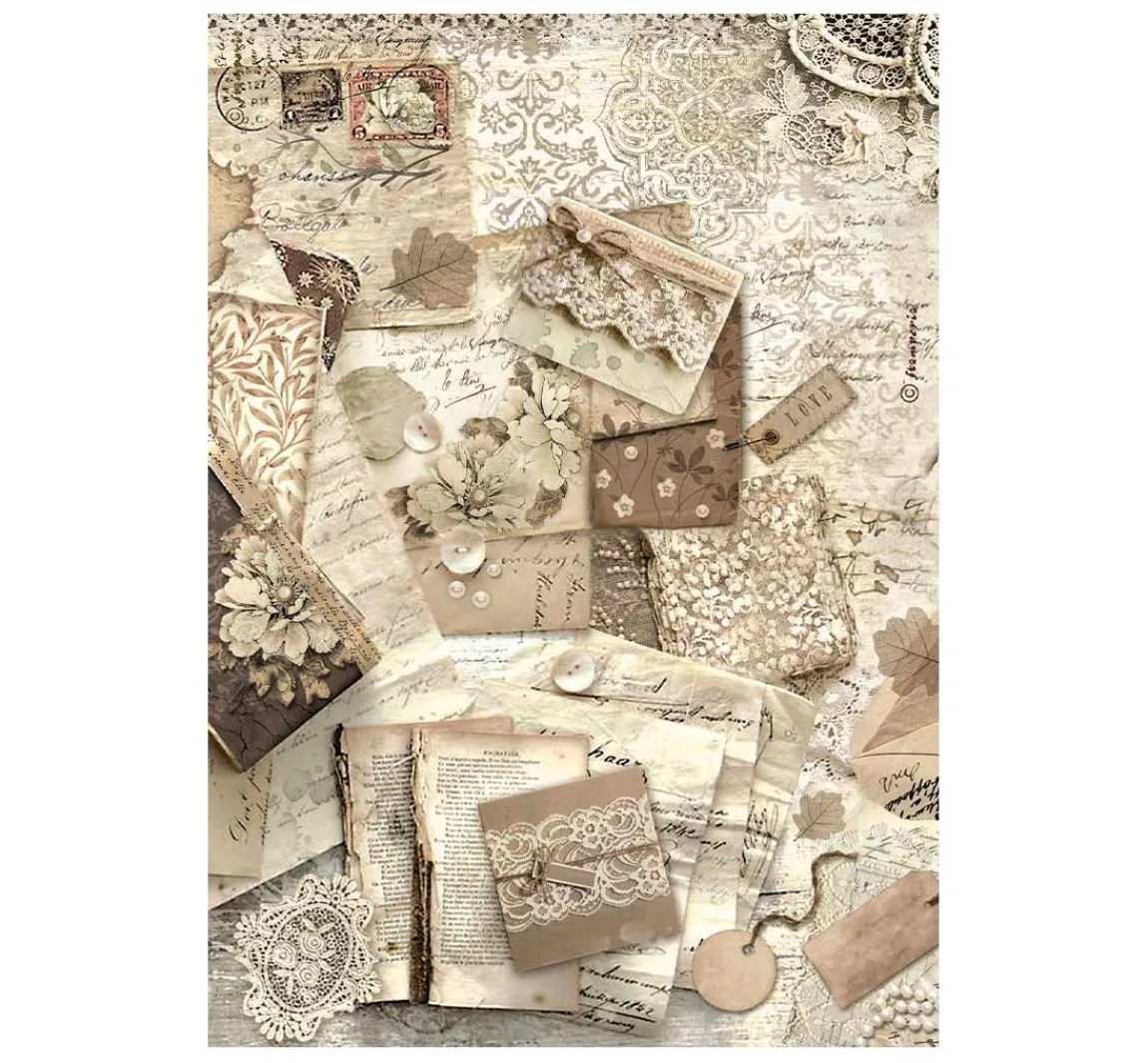 Outlet Stamperia Motiv-Strohseide "Old Lace"