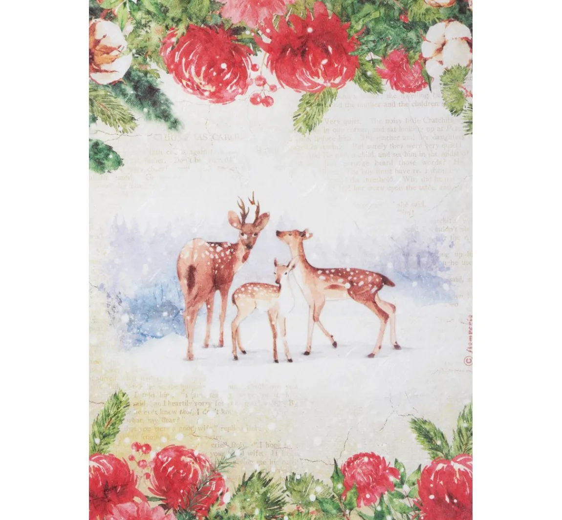 New Stamperia Motiv-Strohseide "Rehe am Waldesrand"