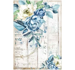 Stamperia Motiv-Strohseide "Romantic Blue"