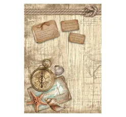 Best Stamperia Motiv-Strohseide "Sea Land - Compass"