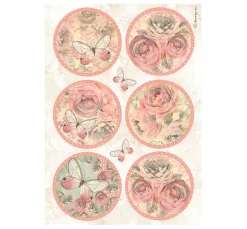 Stamperia Motiv-Strohseide "Shabby Rose - Motivkreise"