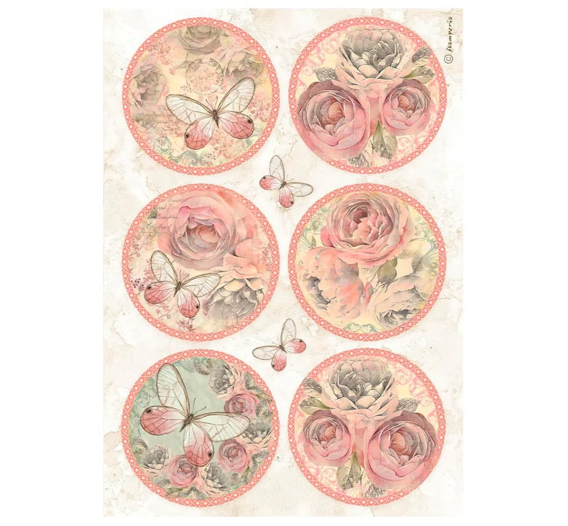 Stamperia Motiv-Strohseide "Shabby Rose - Motivkreise"